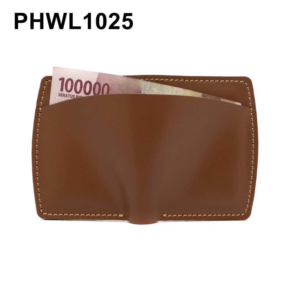 dompet pria kulit sapi asli bifold wallet saku luar tan - PHWL1025