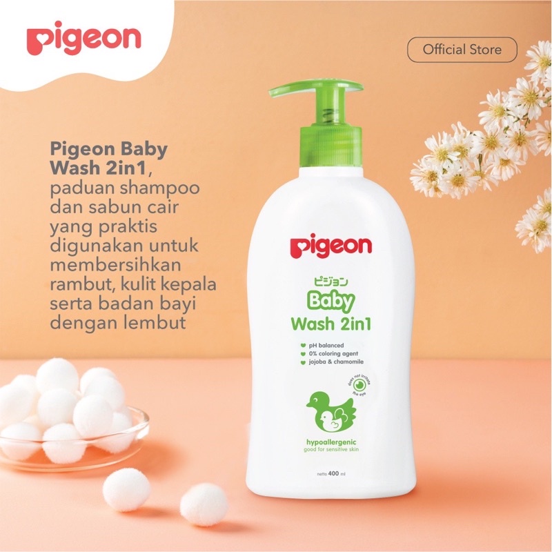 PIGEON Baby Wash Chamomile 400 &amp; 700 ml Pump Paraben Free / Shampoo &amp; Sabun Cair Bayi