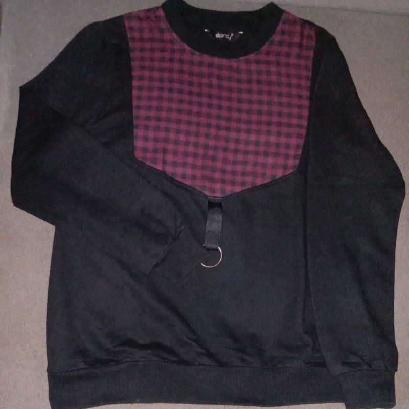 deenay sweatshirt tartan hitam preloved