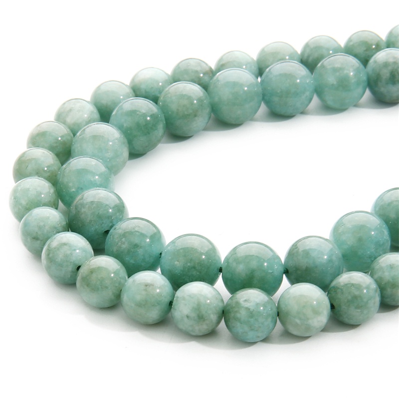 38 Cm 6-12 Mm 32-65 simulasi Burma Jade Hijau Massal Bulat Batu Manik-manik untuk Membuat Perhiasan DIY Gelang Kalung Aksesoris