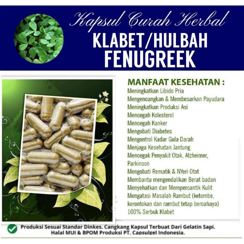 KLABET FENUGRAK KAPSUL HERBAL CURAH 100