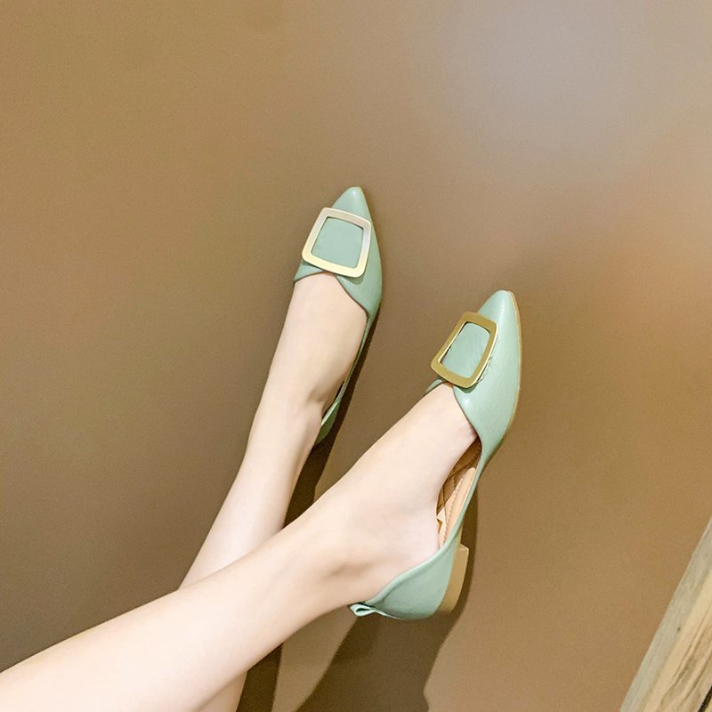 Sepatu Wanita Kekinian Flat Point Toe Shallow Mouth Ballerina Leather Shoes/ Flatshoes Wanita 5191 (36-40)