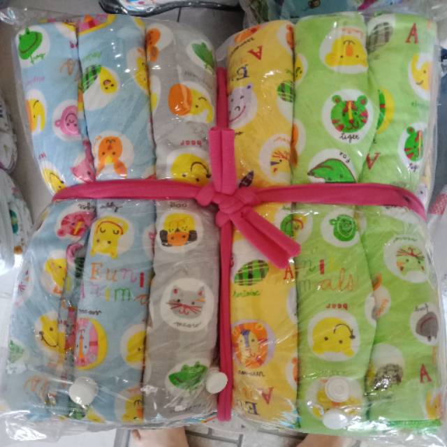 Bedong bayi WARNA Print  EUNIK isi 6pcs Bedong Bayi SNI Halus 90x110