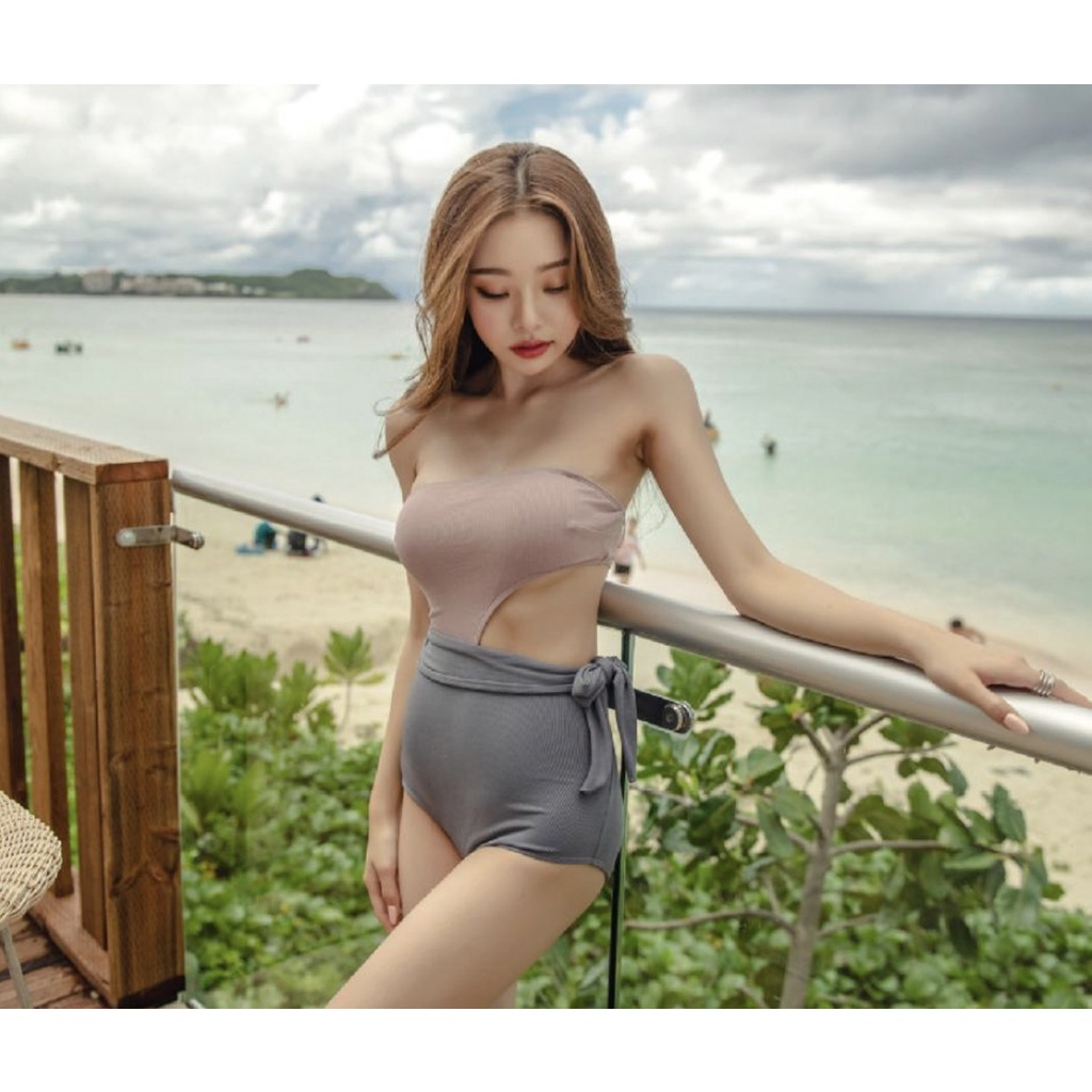 Swimsuit Set Bikini Baju Renang Wanita High Waist Elastis Nude Fashion Korea Import Dalika