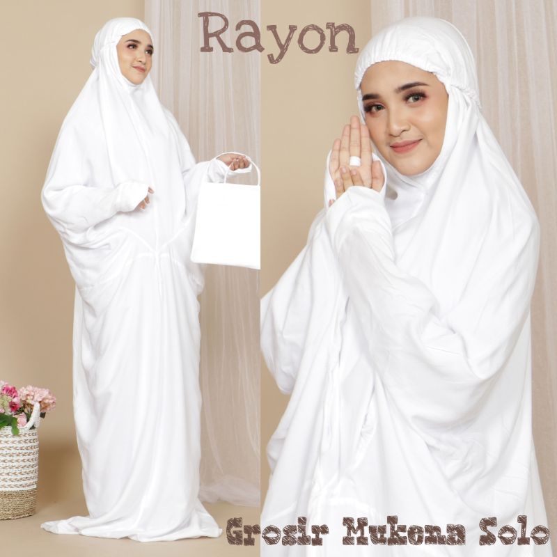 Mukena Terusan Putih Polos Rayon Super Adem Nyaman – Mukena Lajuran All Size Remaja & Dewasa
