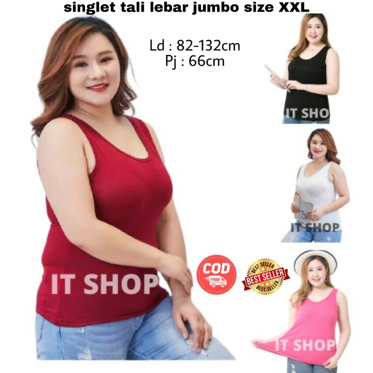 ITSHOPING - Tanktop Jumbo Tali Lebar Viorano Big Size Singlet Tengtop Wanita Jumbo Sexy Gym Bahan Adem Warna Polos