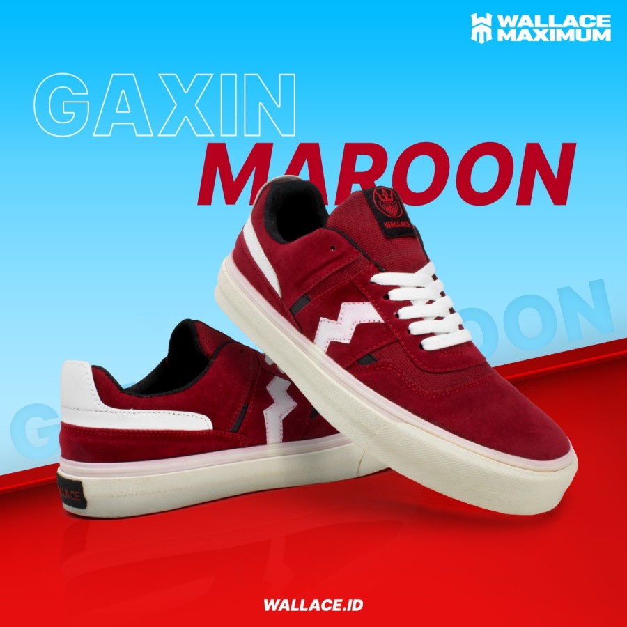 WaMa 39-43 Gaxin Maroon Sepatu Sneakers Pria Original Product Wallace Maximum