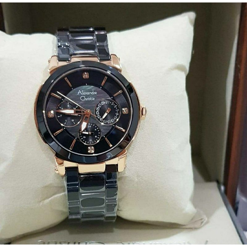jam tangan alexandre christie ceramic ac2880 ac 2880 black original