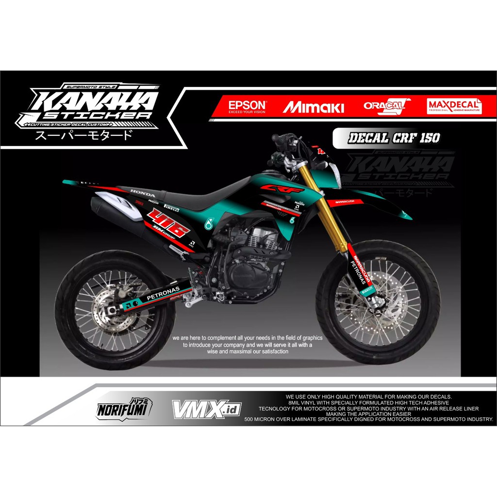 Decal CRF Decal Trail / Supermoto / Motocross Termurah motif Terbaru Warna Hijau Petronas