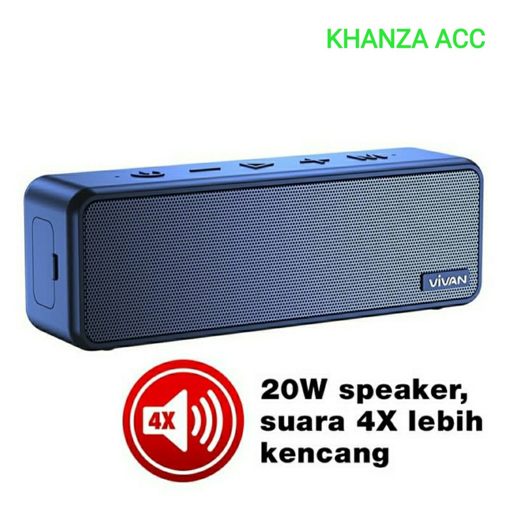 KHANZAACC VIVAN VS20 Speaker Bluetooth 5.0 Waterproof IPX7 20W MicroSD AUX TWS