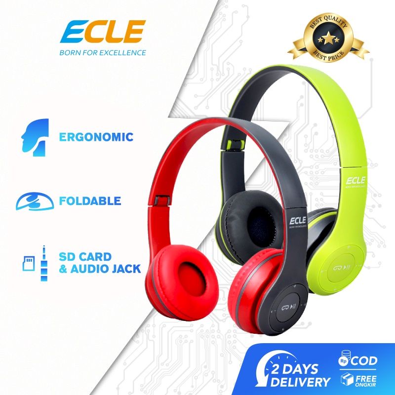 ECLE P47 Upgraded version Headset gaming headphone Wireless Super Bass Foldable/Lipat