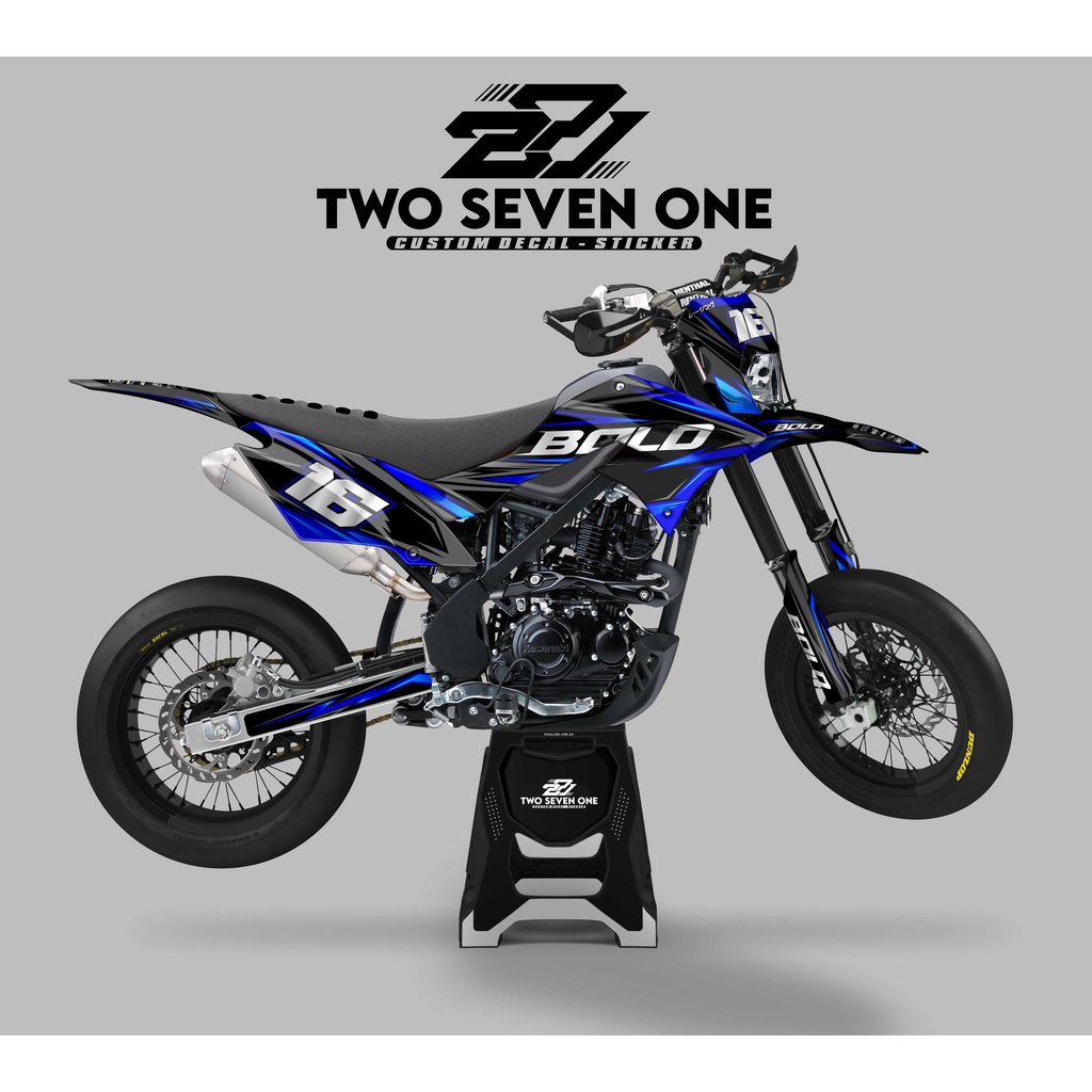DECAL STICKER MOTOR DTRACKER VARIASI BOLD HITAM BIRU FULL BODY BEBAS DESAIN FULL CUSTOM