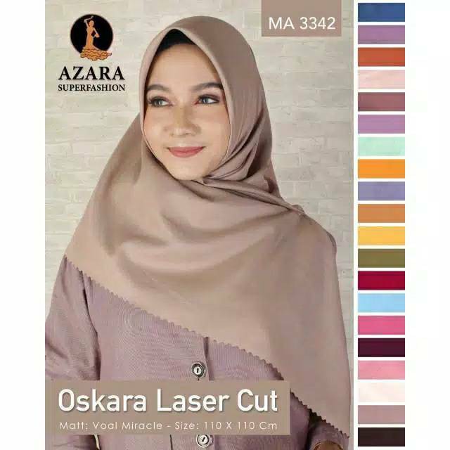 SEGI EMPAT AZARA OSKARA POLOS LASERCUT SCARF SEGIEMPAT JILBAB HIJAB SQUARE