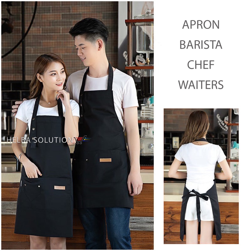 Celemek Masak APRON Barista Chef Koki Waiters Bartender Clemek Dapur Pria Wanita Anti Air Korean Style