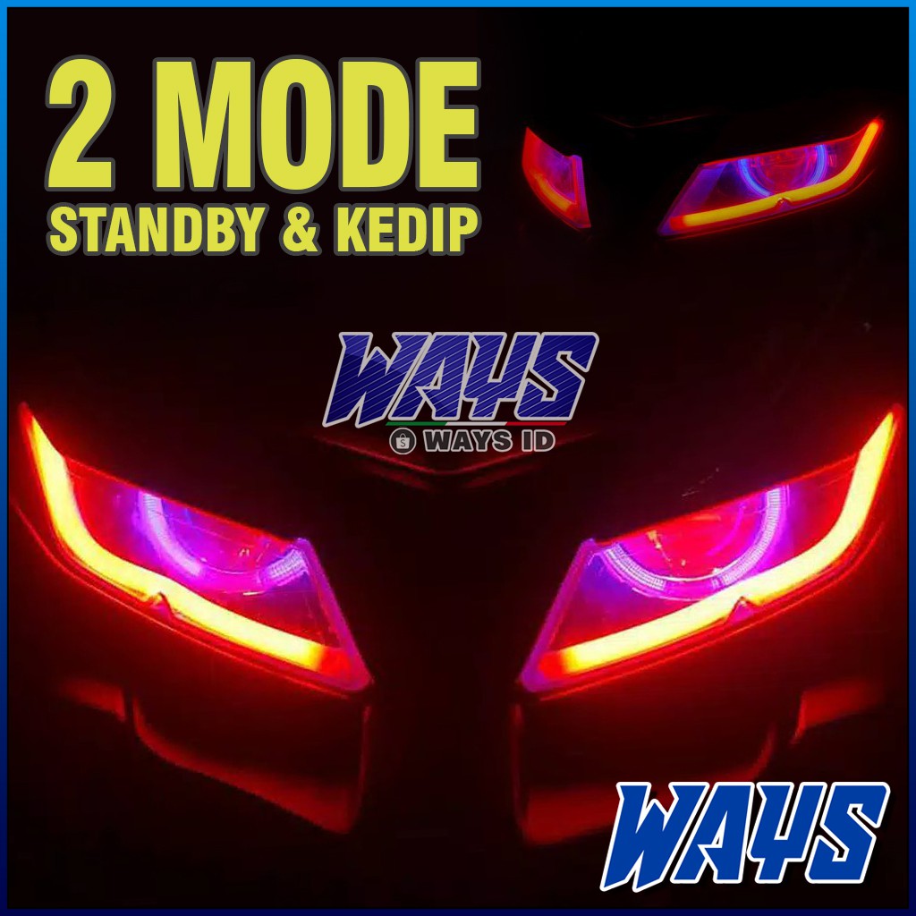 [L201] 2 MODE Lampu Alis LED 30cm Senja Sein Sen Rem Standby Kedip Variasi Motor Mobil Universal