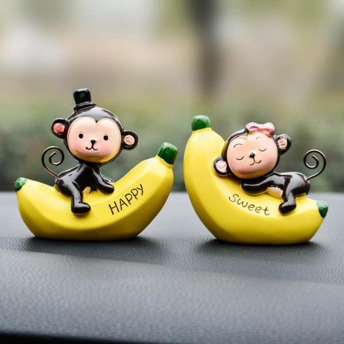 Pajangan Dashboard Banana Monkey Monyet Mini Hiasan Dekorasi Car Mobil