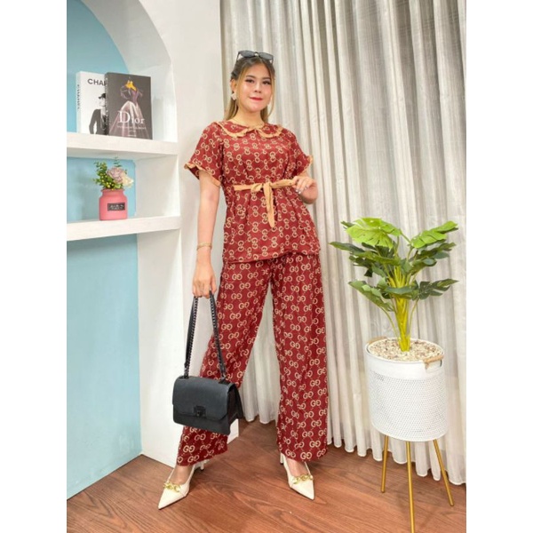 one set wanita setelan celana panjang dewasa terbaru rayon kekinian premium