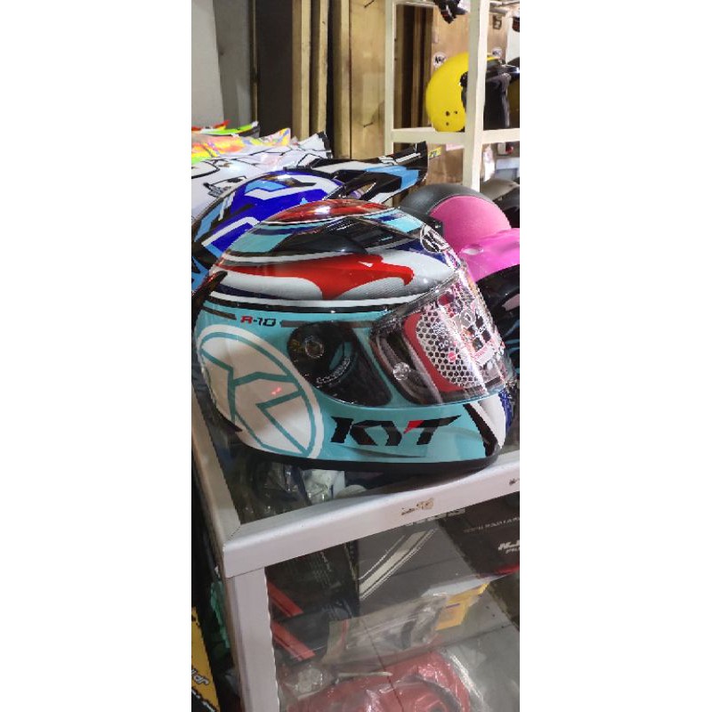 Helm full face KYT ED #1 Aqua blue/red