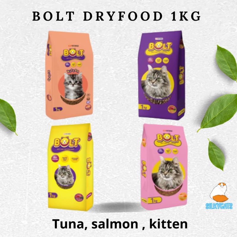 makanan kucing bolt tuna adult 1kg &amp; 800 kibble ikan, tuna, donat , kitten. dryfood kucing dewasa bolt tuna 800 gram