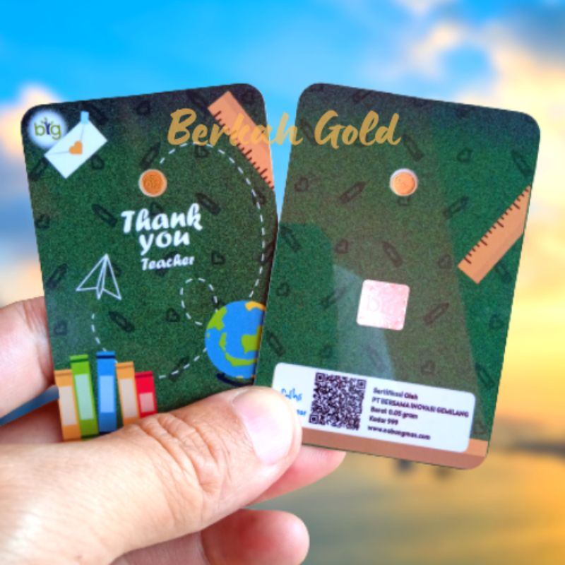 ❤Big Gold Emas Mini 0.025 - 0.1 Gram/Gift Series Thankyou Teacher Hijau