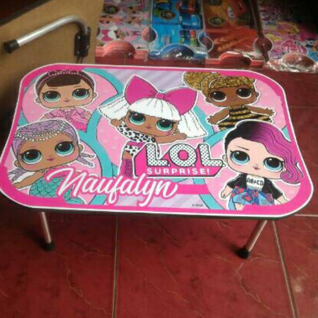 (gratis nama) meja belajar lipat anak karakter custom