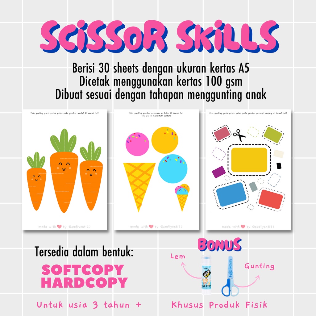 Jual Worksheet Menggunting dan Menempel (SOFTCOPY) | Scissor Skills