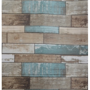 [COD] Wallpaper Dinding 3D Motif Kayu Wood Foam 70*70cm Dekorasi Kamar High Quality Walpaper-Abu Biru
