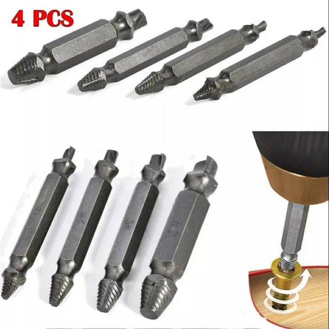 4pcs Pelepas Sekrup Baut Rusak/slek / Extractor Drill Bits / Speed Out