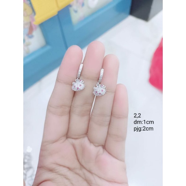 anting donat listring+m.hellokitty mp full/ anting perak asli silver 925lapis emas/ anting fashion