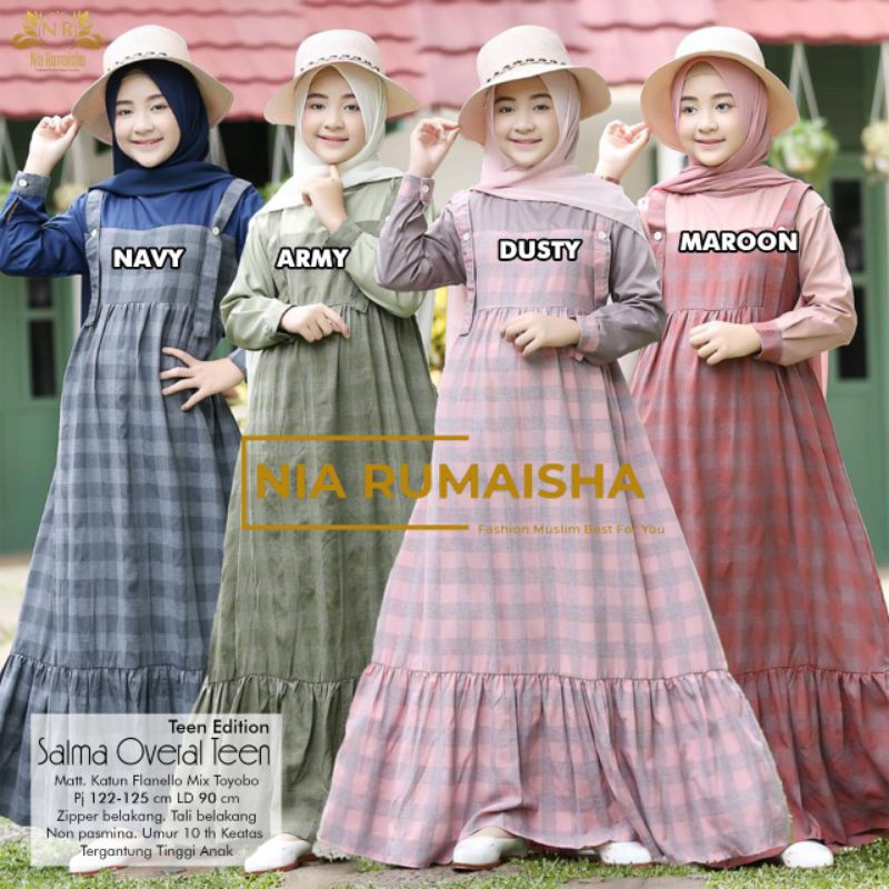 SALMA OVERAL TEEN gamis kids teen motif dres remaja original nia rumaisha orinaura murah lebay