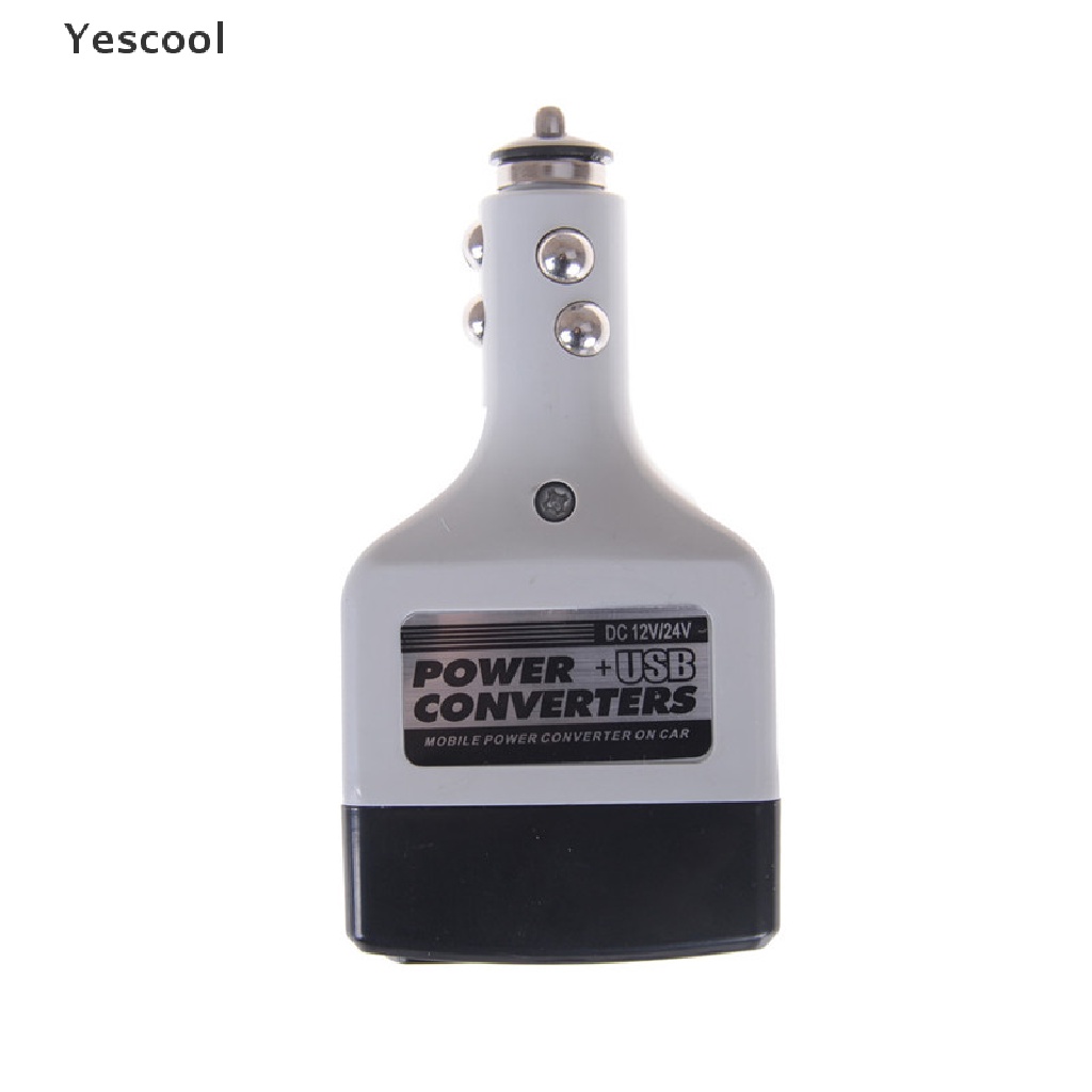 Yescool Adapter Konverter Charger Mobil DC 12V / 24V Ke AC 220V Power