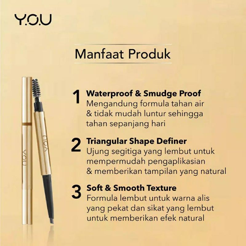 YOU The Gold One Perfect Dual Brow Matic Waterproof &amp; Smudgeproof / Pensil Alis