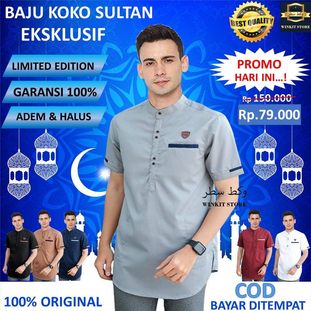 Baju Koko Pakaian Muslim Pria Cowok Laki Laki Dewasa Kurta Turki Palestina Sisa Export Eksport Ekspo