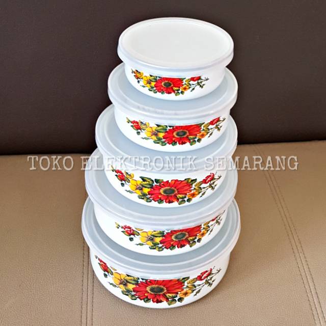 MANGKOK RANTANG SUSUN PLUS TUTUP MASPION MANGKUK MIXING BOWL ISI 3 PCS / 5 PCS SET PORCELAIN ENAMEL + TUTUP