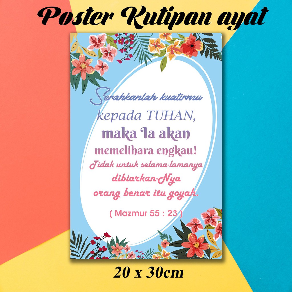 poster kayu hiasan dinding kristen / katolik kutipan ayat alkitab mazmur 55:23
