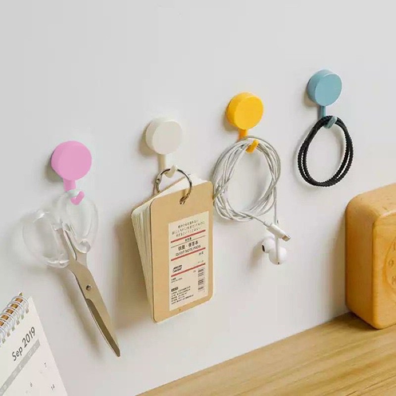 Gantungan Hook MACARON Bulat Polos Tempel Tembok Wall Hook Stiker Dinding Kail Tempel Kuat Serbaguna PRODUK TERPOPULER SEN