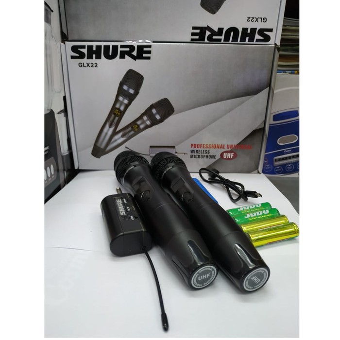 Shure Microphone Wireless Double GLX -22 Mik Vocal System rechargeable suara jernih