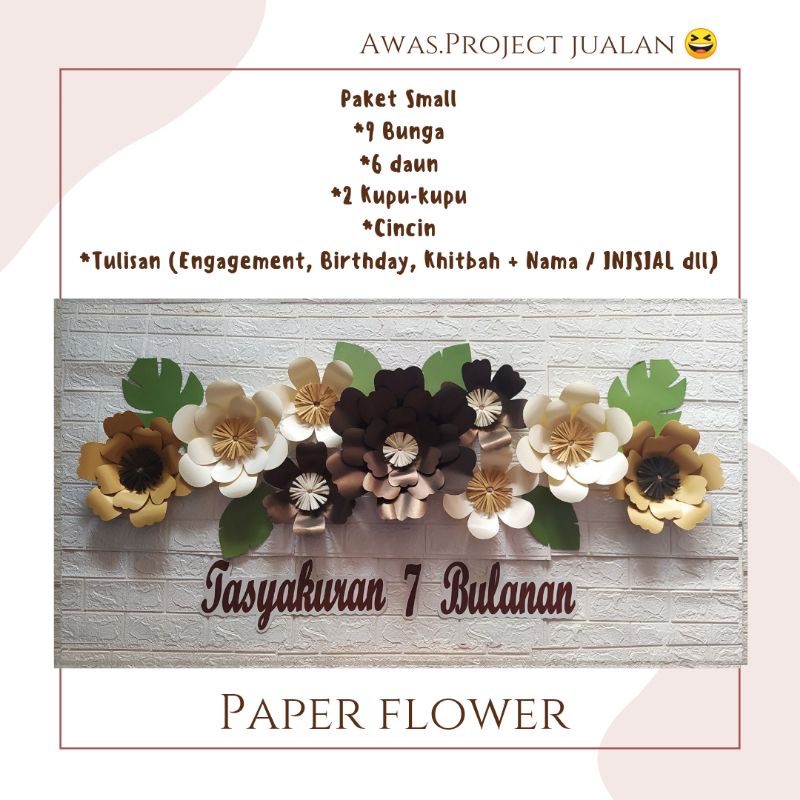 PAPER FLOWER BACKDROP BUNGA KERTAS JASMINE BUNGA DEKORASI BUNGA LAMARAN HIASAN DINDING
