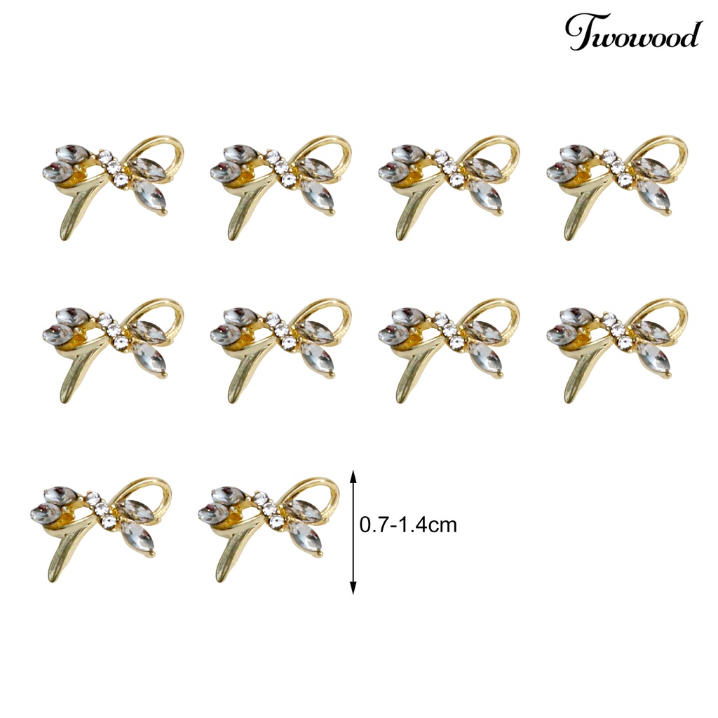 Twowood 10Pcs Hiasan Kuku Nail Art Wanita Bentuk Pita Bahan Alloy Gaya Jepang