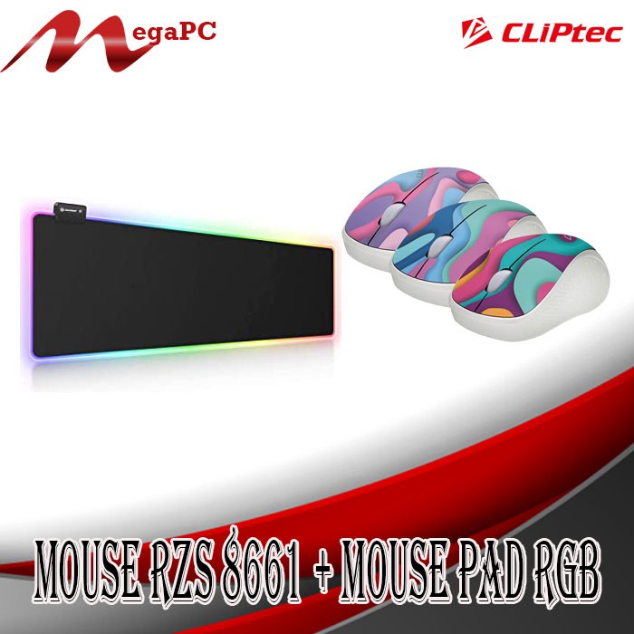 Paket Mouse Cliptec RZS 8661 &amp; Mouse Pad Gaming RGB MegaPC