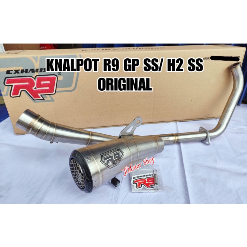 Knalpot R9 GP H2 SS Alpha Series Vixion New CBR150 CB150 R R15 V3 V1 V2 V4 GSX SONIC SATRIA FU SUPRA GTR 150 AEROX NMAX PCX 150 160 ADV JUPITER MX KING VESPA SPRINT Knalpot R9 GP Series H2 Series