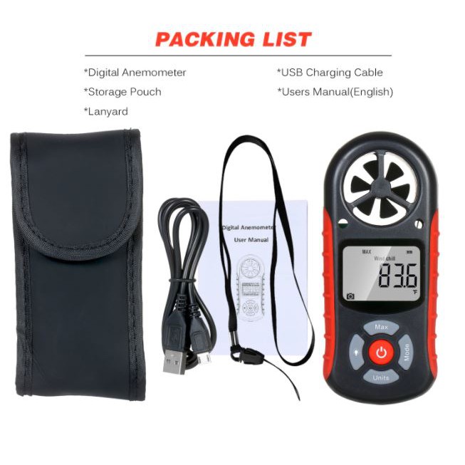 Anemometer Digital 8in1 Handheld Anemometer Barometer Altitude Meter