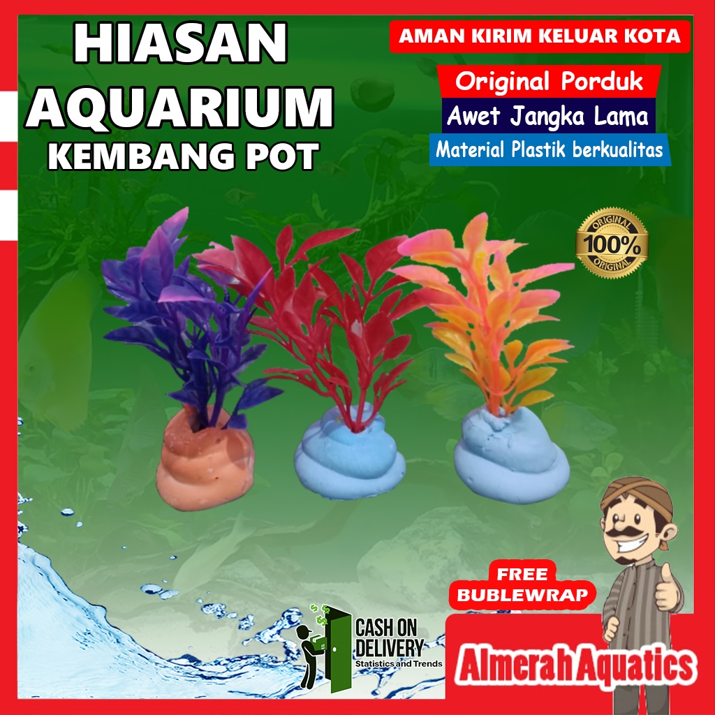 Kembang pot plastik hiasan aquarium