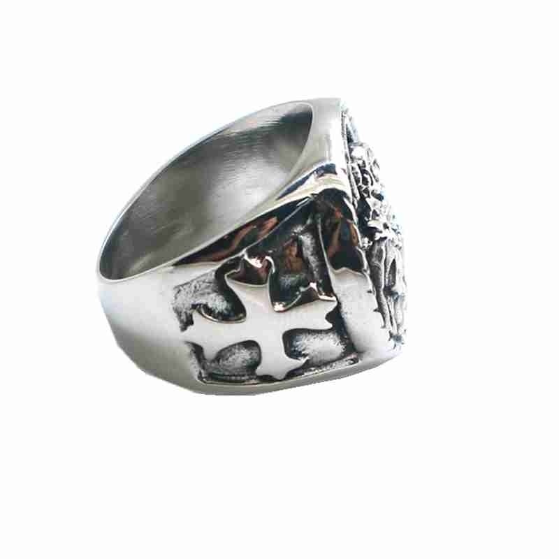 Cincin Desain Salib Katolik Saint Joseph Gaya Vintage Untuk Pria