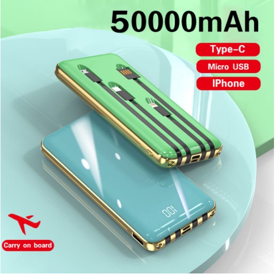 HZSUM PowerBank 50000mAh 4 KABEL Full Capacity Mini Fast Charging