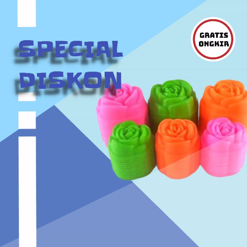 Cetakan puding/agar" mawar plastik isi 3Lusin
