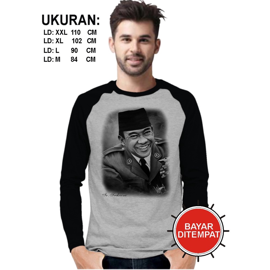IR>SOEKARNO/kaos pria reglan lengan panjang/kaos distro/kimono pria