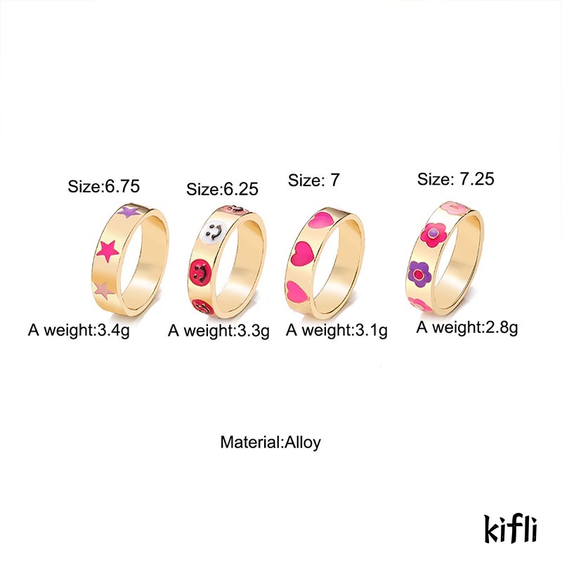 Fashion Sederhana Macarons Bohemian Kartun Cincin,Cinta Smiley Bunga Bintang Seri,Cincin Pasangan