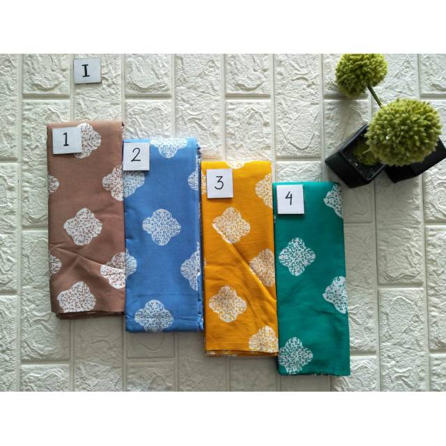Kain batik cap garutan satu warna pastel, warna coklat, biru, kuning, tosca, batik murah halus