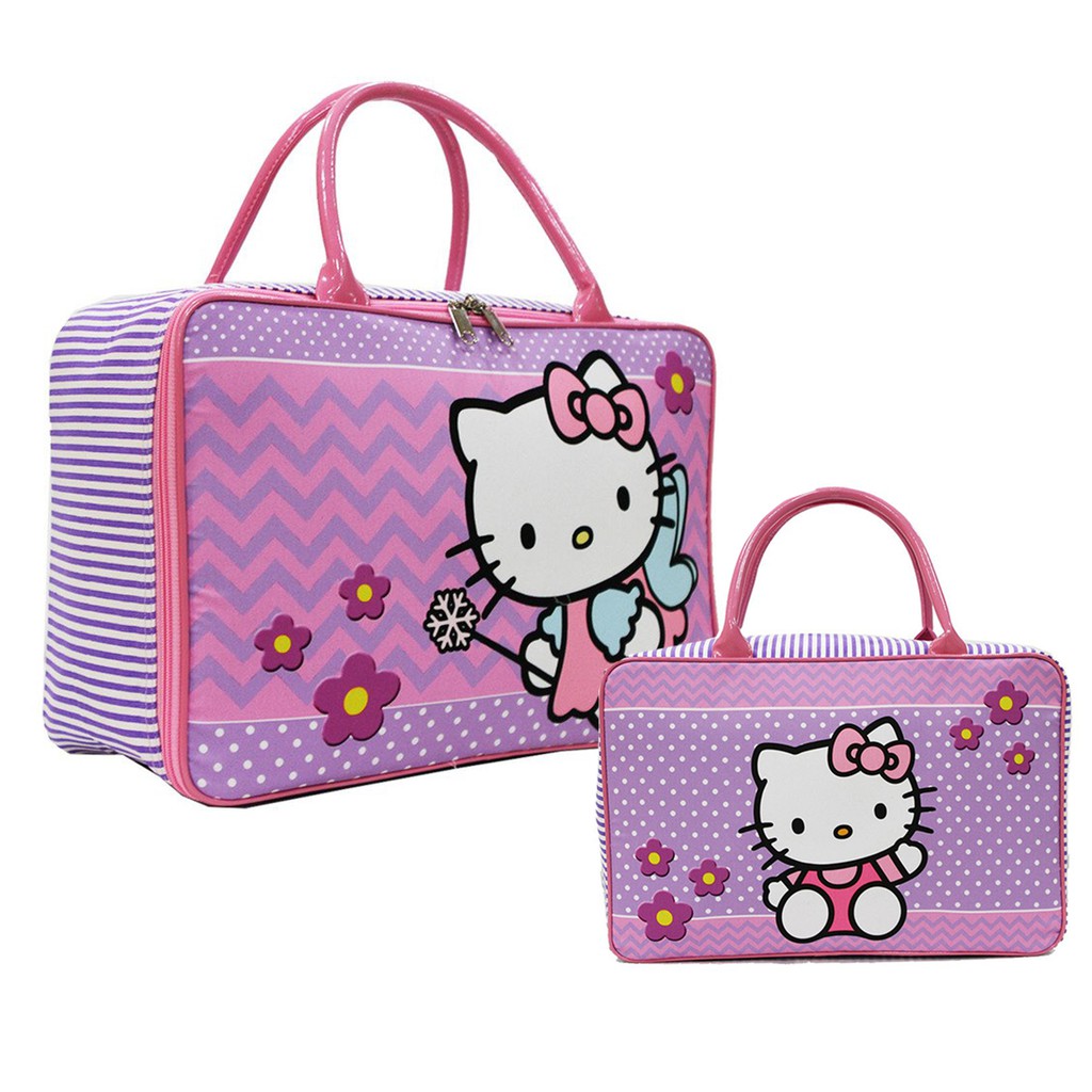 Tas Travel Kanvas Bag Anak Motif Kucing Flower Bahan Kanvas - Tas jinjing - Tas Baju Anak